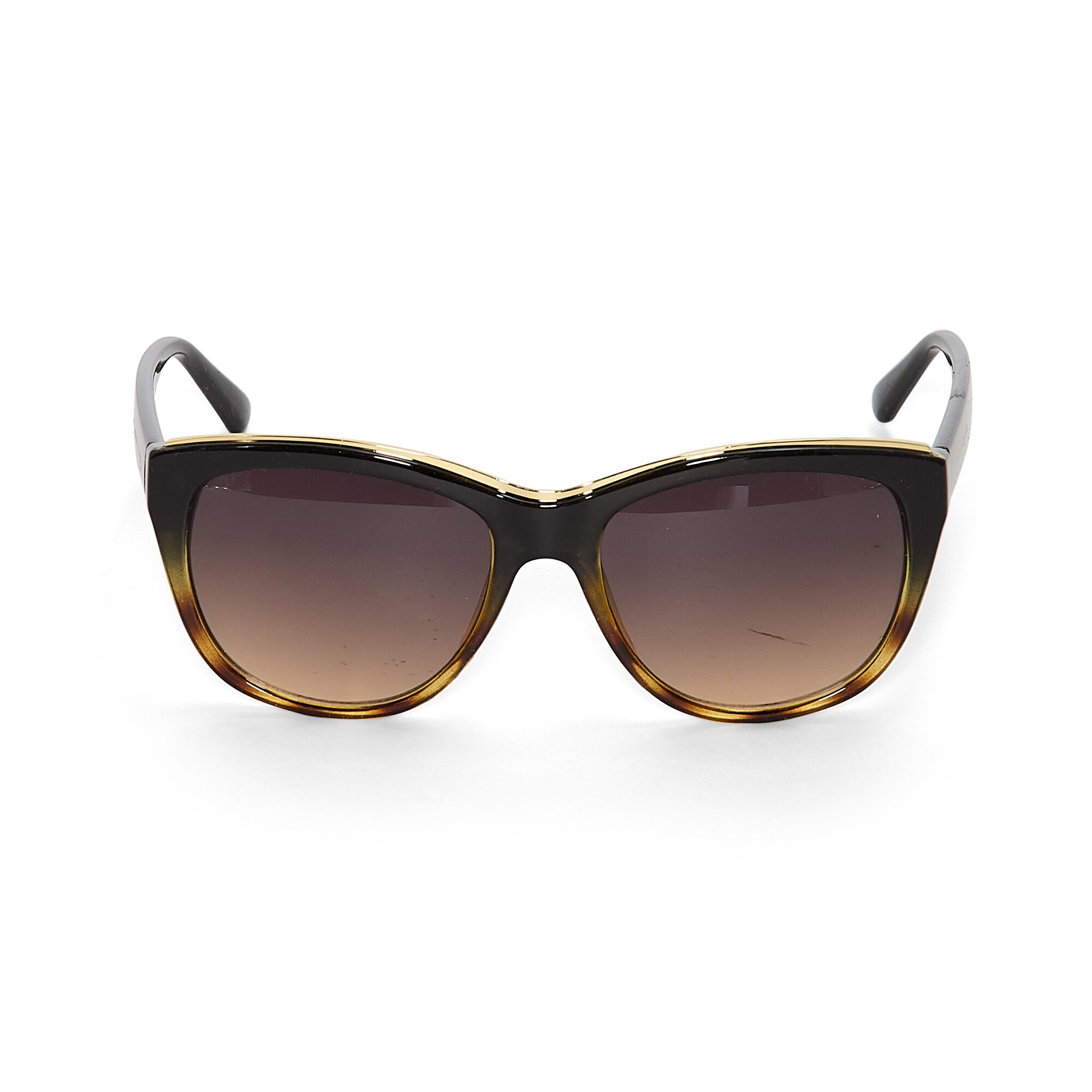Adrienne Vittadini Wrapped Cateye With Top Brow Bar Inlay Womens UV PROTECTION Cat Eye Sunglasses