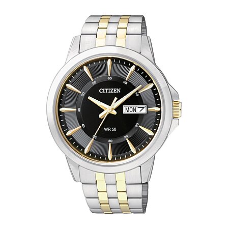 ストーンブラス　2本 Citizen Quartz Mens Two Tone Stainless Steel Bracelet Watch Bf2005