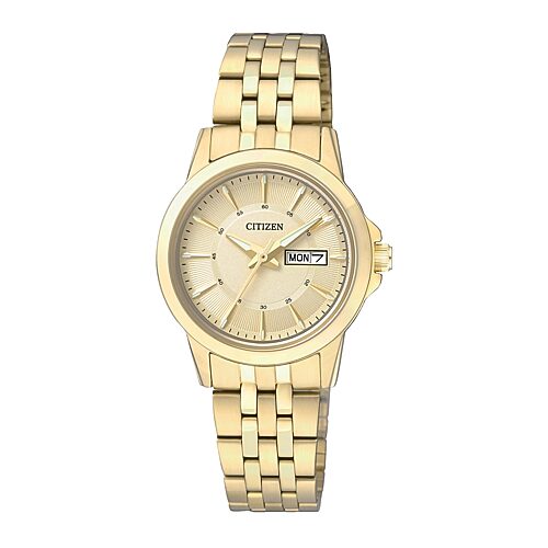 Citizen Everyday Womens Gold-Tone Stainless Steel Bracelet Watch EQ0603-59P, One Size