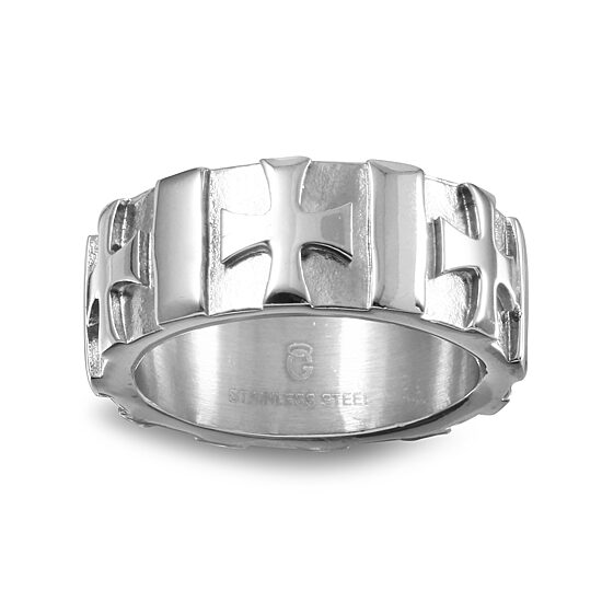 Mens 7MM Diamond Accent Natural White Diamond Stainless Steel Wedding Band