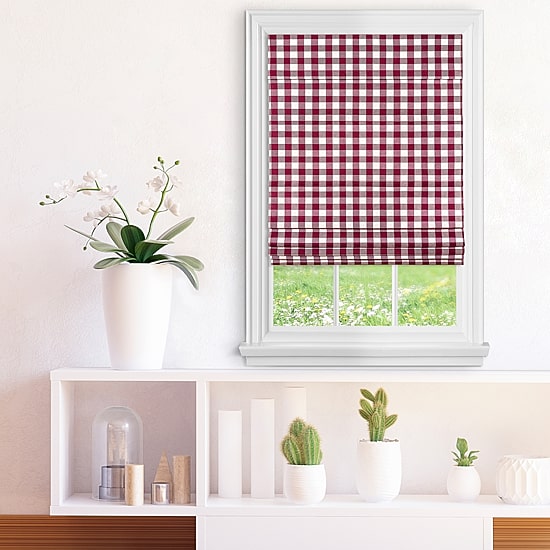 Achim Buffalo Check Cordless Light-Filtering Roman Shade