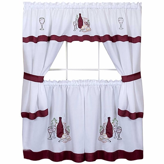 Cabernet 3-pc. Rod Pocket Kitchen Curtains & Drapes Window Set