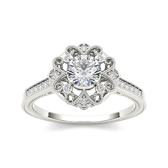 1/2 CT.T.W. Natural Diamond 14K White Gold Engagement Ring