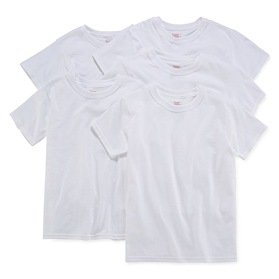 Hanes Ultimate Little & Big Boys 5 Pack Moisture-Wicking Crew Neck Short Sleeve T-Shirt