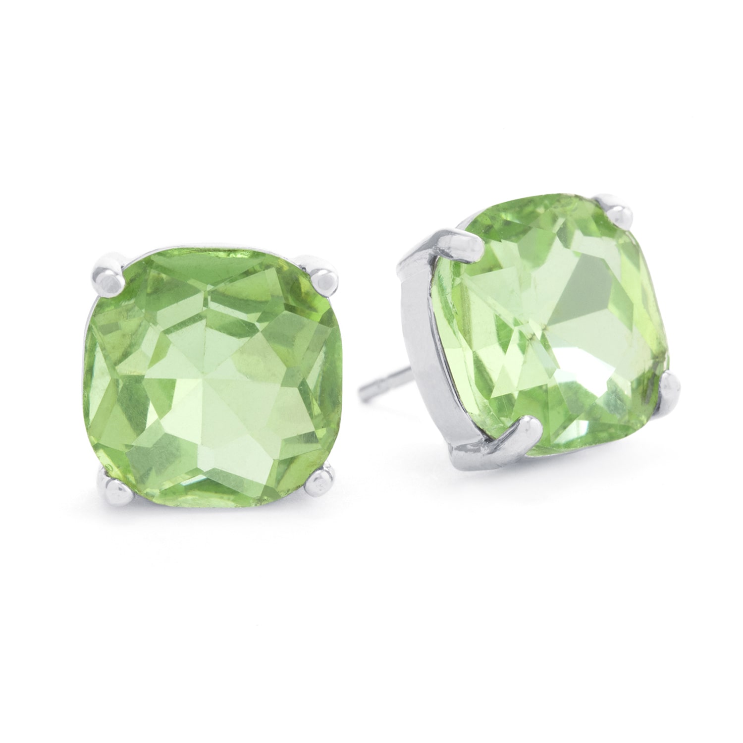 Sparkle Allure Pure Silver Over Brass Crystal Square Stud Earrings
