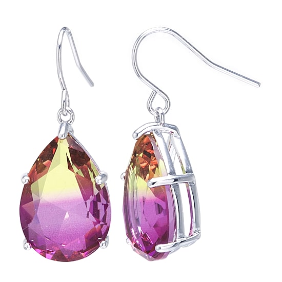 Sparkle Allure Womens Blue Pure Silver Over Brass Pear Drop Earrings