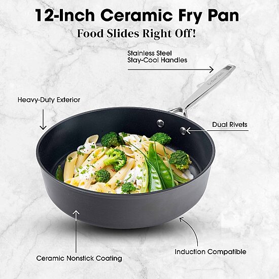 Gotham Steel Pro Ultra Ceramic 2x 4-Qt. Non-Stick Deep Saute Pan with Lid