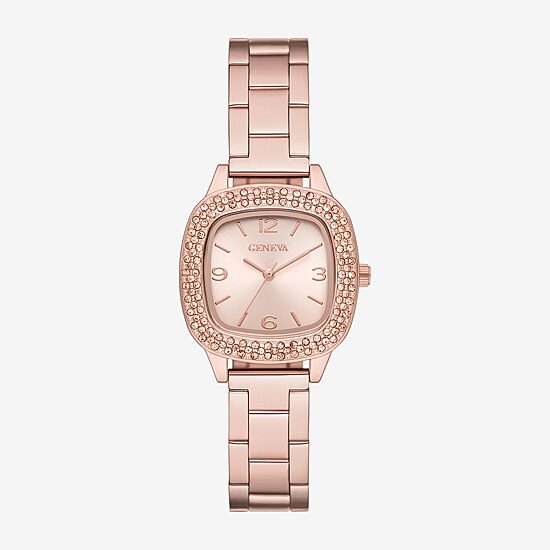 Geneva Womens Crystal Accent Rose Goldtone Bracelet Watch Fmdjm292