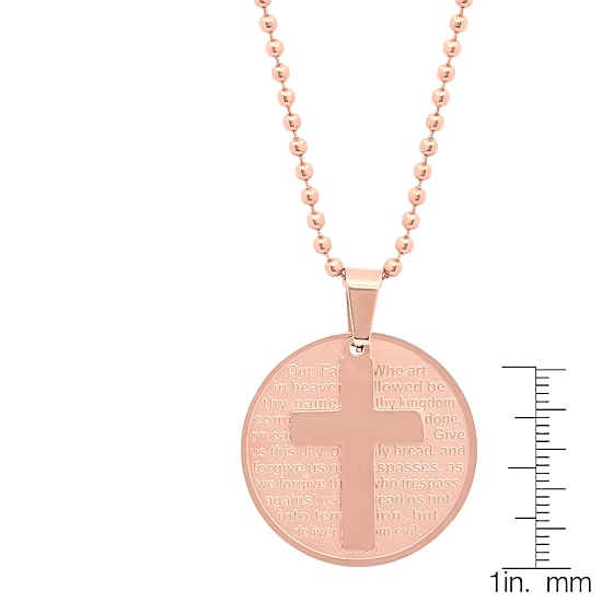 Steeltime Mens 18K Gold Over Stainless Steel Hypoallergenic 24 Inch Pendant Necklace