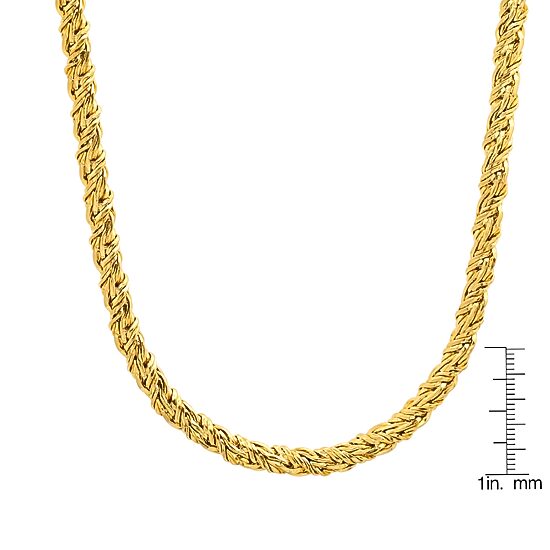 Steeltime Mens 18K Gold Over Stainless Steel Hypoallergenic 24 Inch Singapore Chain Necklace