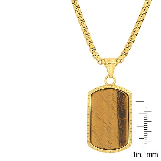Steeltime Mens 18K Gold Over Stainless Steel Hypoallergenic 24 Inch Pendant Necklace