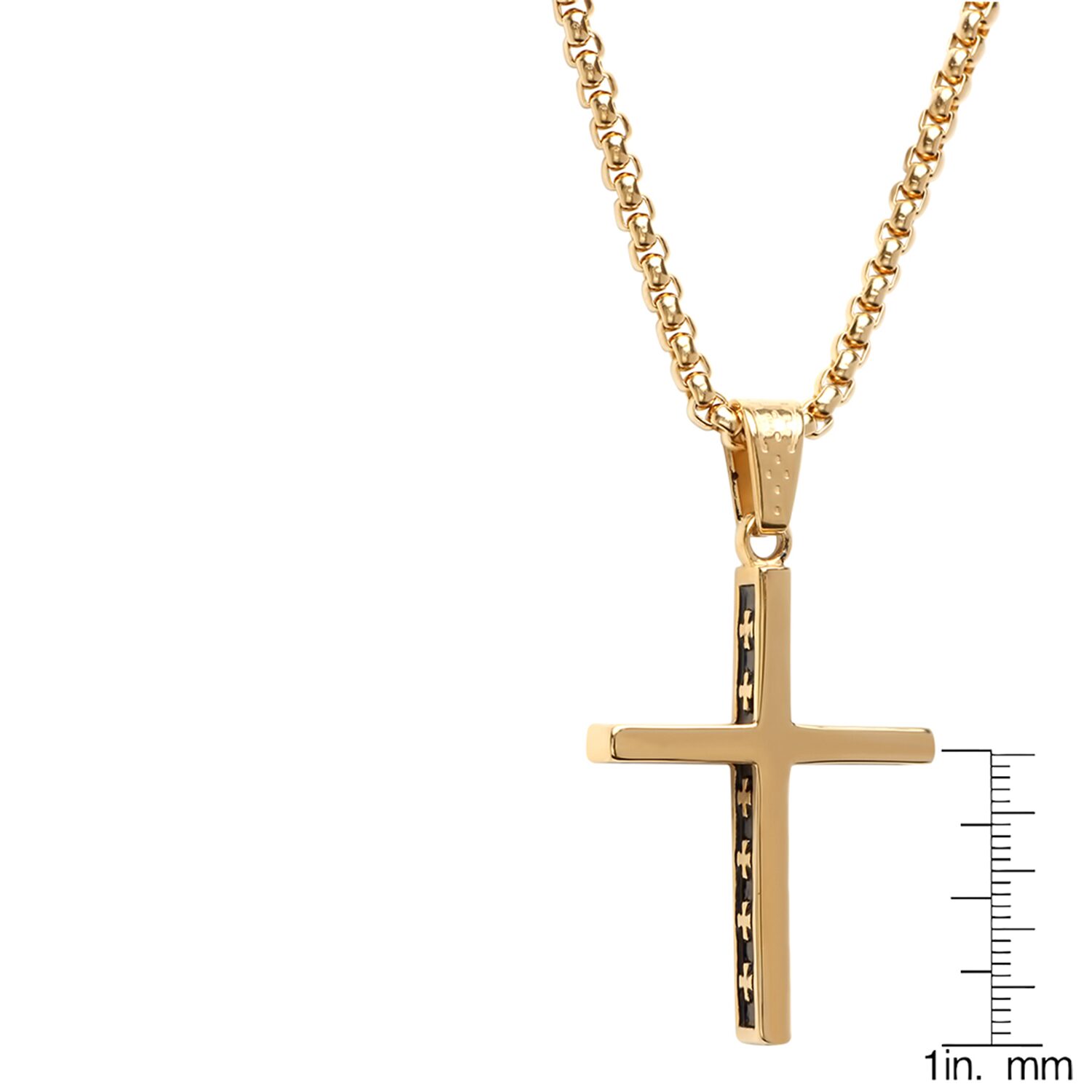 Steeltime Mens 18K Gold Over Stainless Steel Cross Hypoallergenic 24 Inch Pendant Necklace