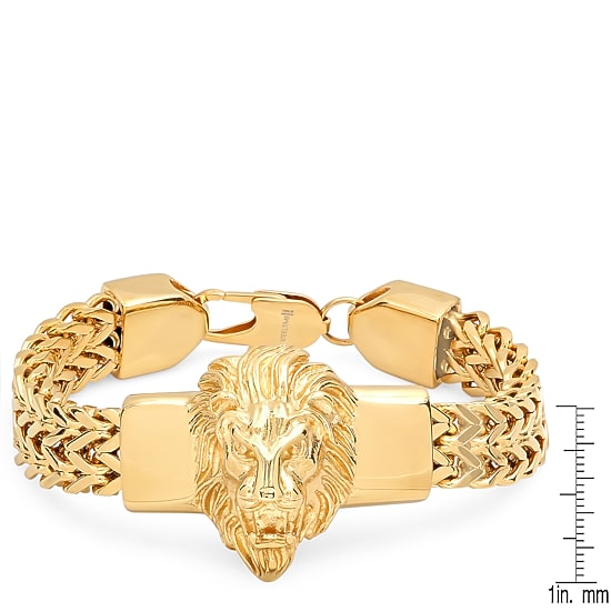 Steeltime Mens 18K Gold Over Stainless Steel 24 Inch Solid Box Hypoallergenic Chain Bracelet