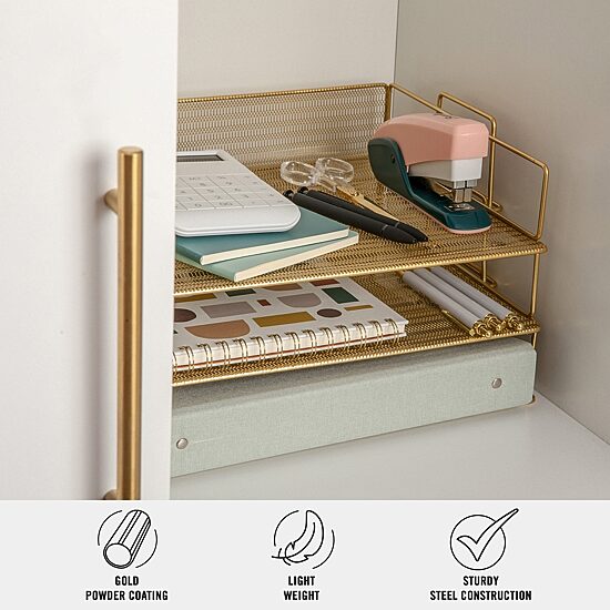 Martha Stewart Gold 3 Tier Desk Letter Tray
