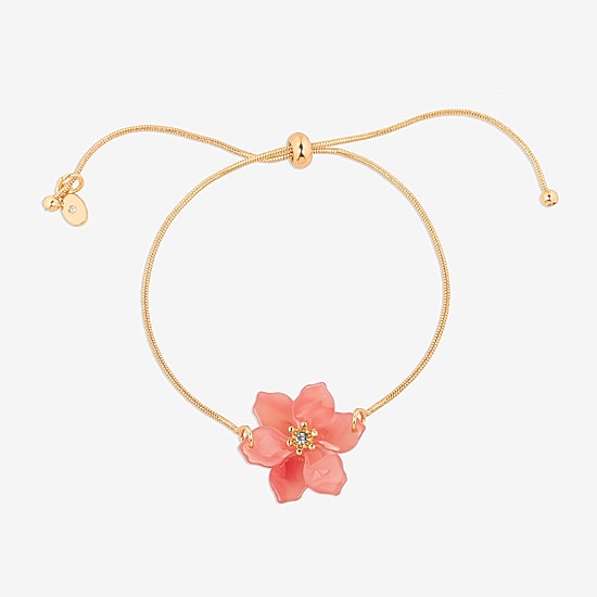 Bijoux Bar Delicates Womens Glass Flower Bolo Bracelet