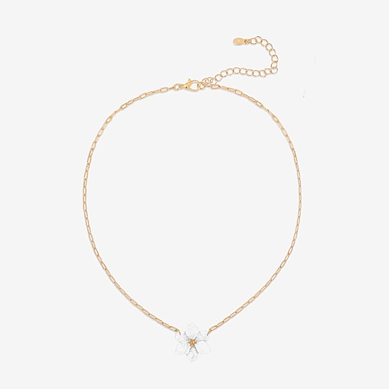 Bijoux Bar Delicates Womens Glass Fleur De Lis 16 Inch Pendant Necklace