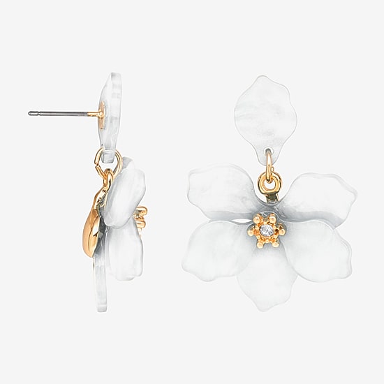 Bijoux Bar Delicates Womens Glass Flower Drop Earrings