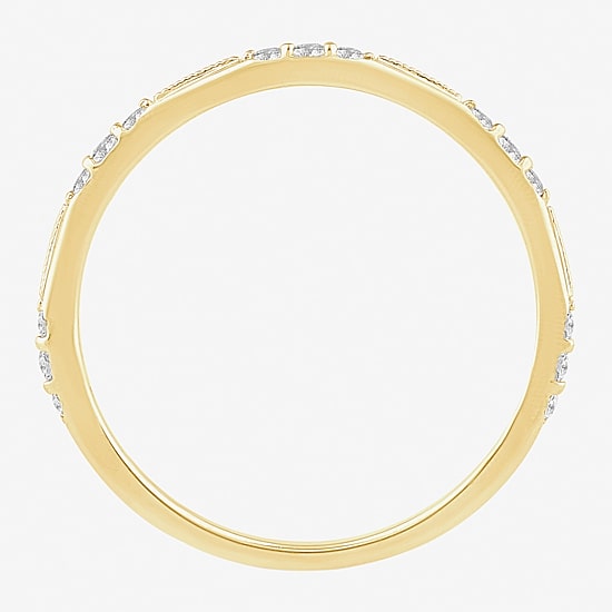 (I / Si2) Womens 1/7 CT. T.W. Lab Grown White Diamond 10K Gold Wedding Band