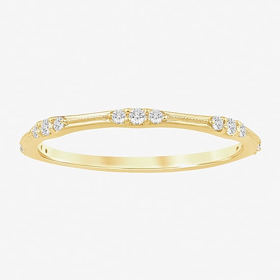 (I / Si2) Womens 1/7 CT. T.W. Lab Grown White Diamond 10K Gold Wedding Band
