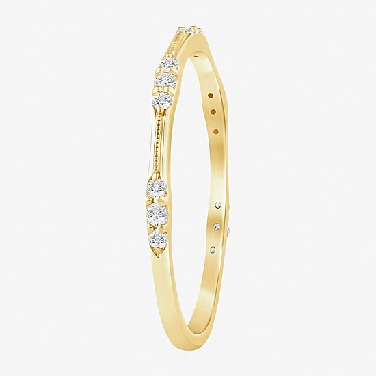 (I / Si2) Womens 1/7 CT. T.W. Lab Grown White Diamond 10K Gold Wedding Band
