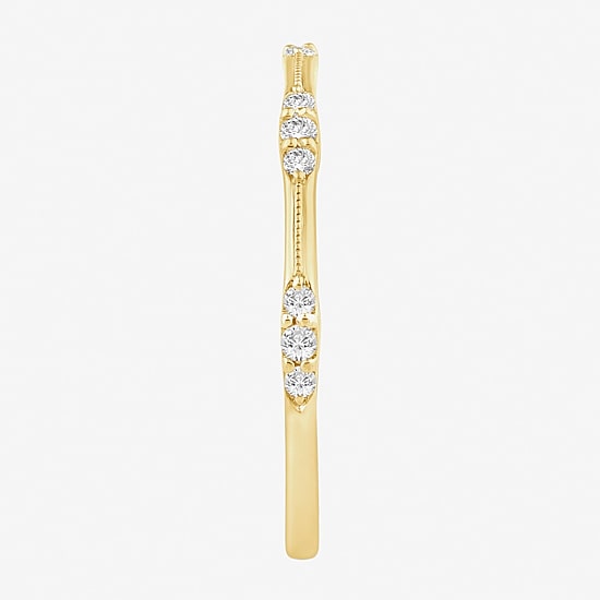 (I / Si2) Womens 1/7 CT. T.W. Lab Grown White Diamond 10K Gold Wedding Band