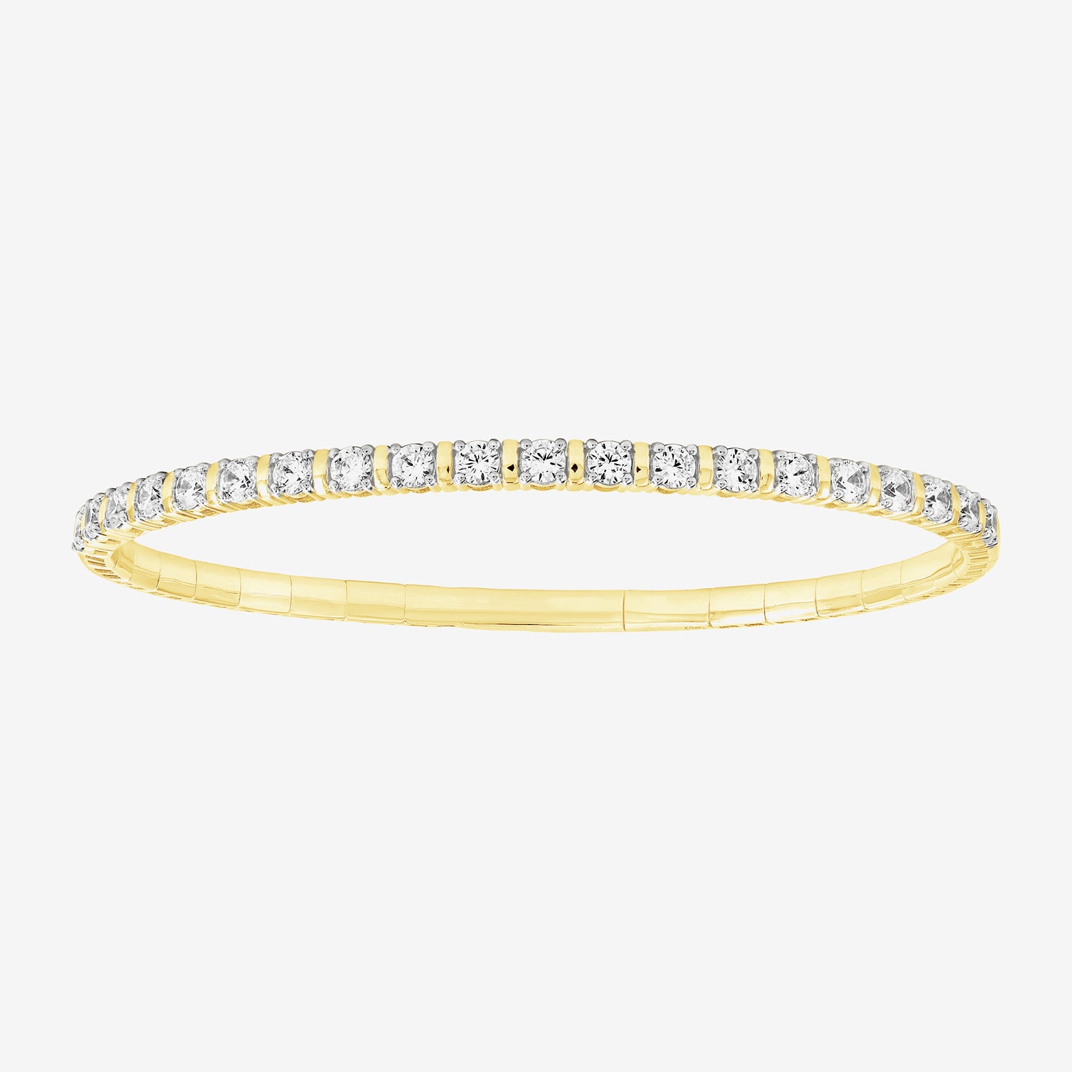 (F / Si2) Womens 2 CT. T.W. Lab Grown White Diamond 14K Gold Over Silver Bangle Bracelet