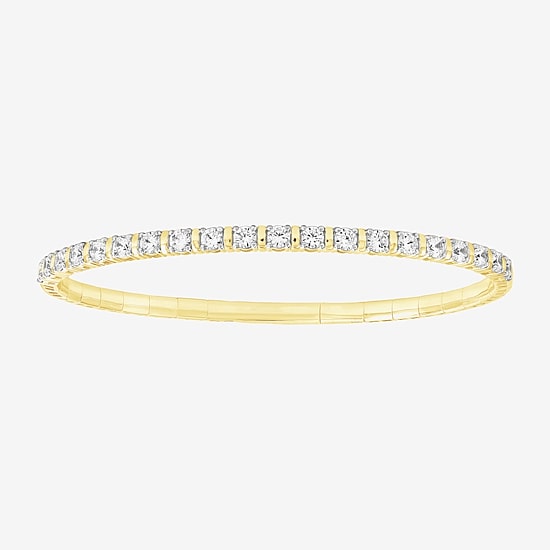 (F / Si2) Womens 2 CT. T.W. Lab Grown White Diamond 14K Gold Over Silver Bangle Bracelet