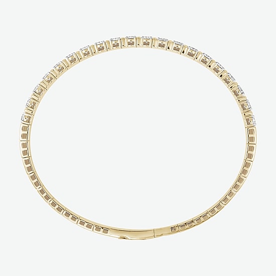 (F / Si2) Womens 2 CT. T.W. Lab Grown White Diamond 14K Gold Over Silver Bangle Bracelet