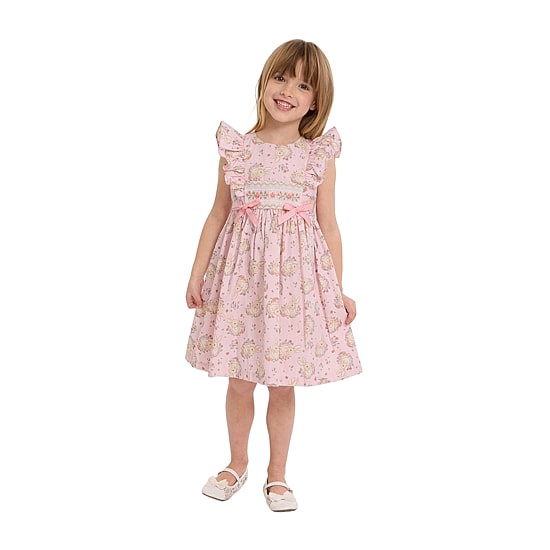 Bonnie Jean Little Girls Smocked Bunny Flutter Short Sleeve A-Line Dress