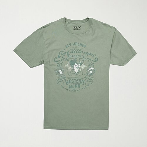 Ely Cattleman Mens Crew Neck Short Sleeve T-Shirt, Small, Green