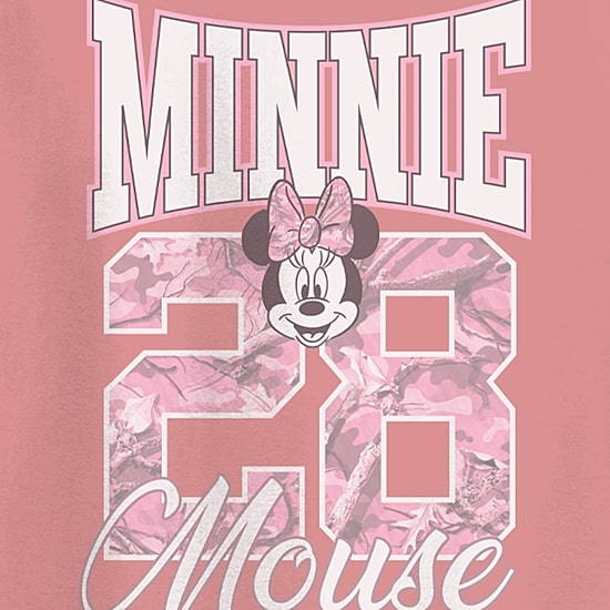 Minnie Varsity Boyfriend Tee Womens Juniors Crew Neck Short Sleeve Loose Fit Minnie Mouse Graphic T-Shirt