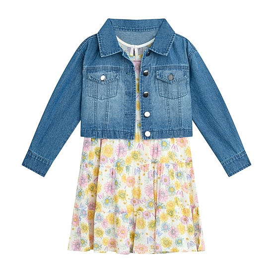 by&by girl Little Girls Cap Floral 2-pc. Dress Set