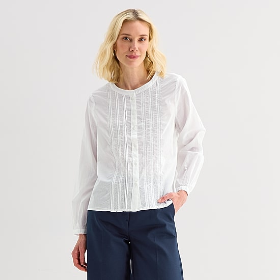 Liz Claiborne Womens Tall Round Neck Long Sleeve Blouse