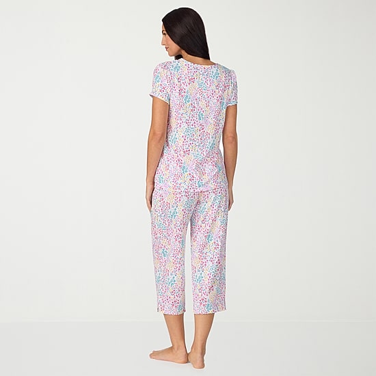 Cuddl Duds Womens Short Sleeve 2-pc. Pajama Set