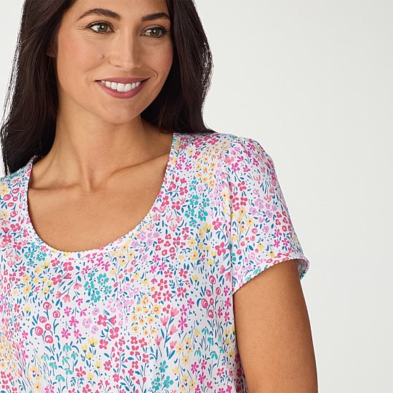 Cuddl Duds Womens Short Sleeve 2-pc. Pajama Set
