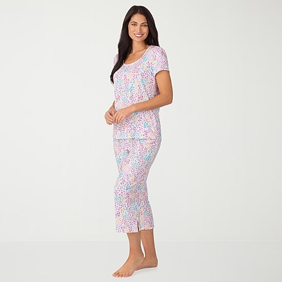 Cuddl Duds Womens Short Sleeve 2-pc. Pajama Set
