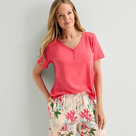 Liz Claiborne Womens Short Sleeve 2-pc. Pajama Set