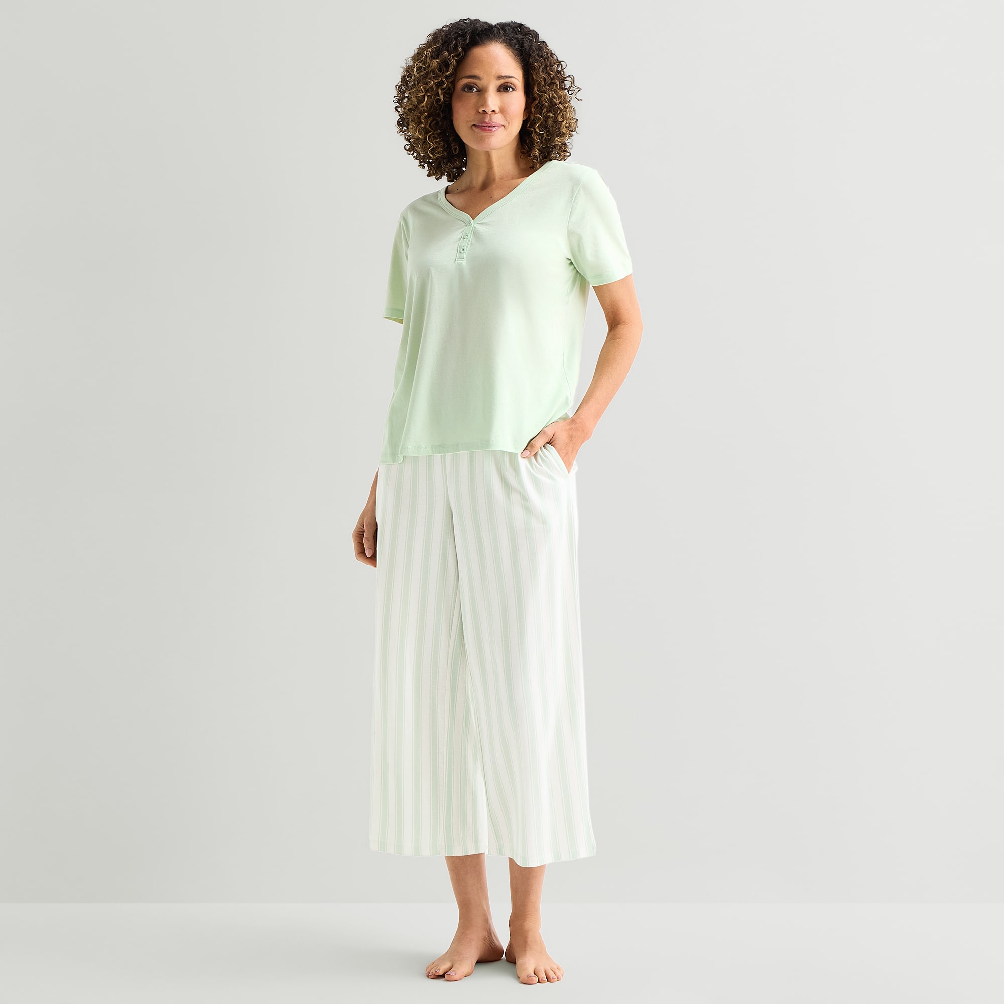 Liz Claiborne Womens Short Sleeve 2-pc. Pajama Set