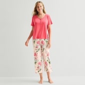 Liz Claiborne Womens Short Sleeve 2-pc. Pajama Set