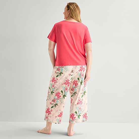 Liz Claiborne Womens Short Sleeve Plus Pajama Set