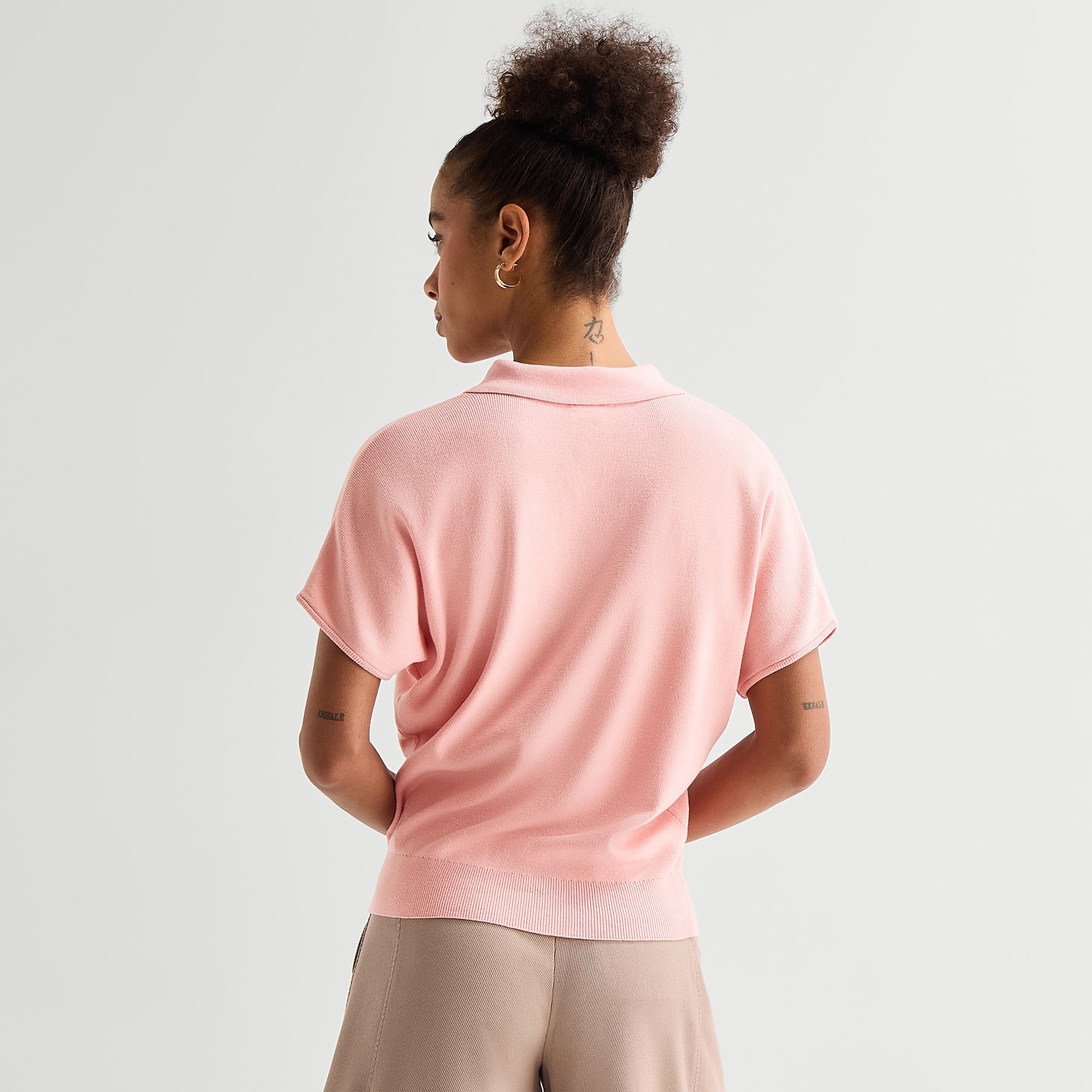 Worthington Womens V Neck Short Sleeve Polo Sweater