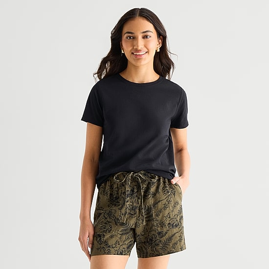A.N.A Womens Easy-on + Easy-off Crew Neck Short Sleeve Adaptive T-Shirt