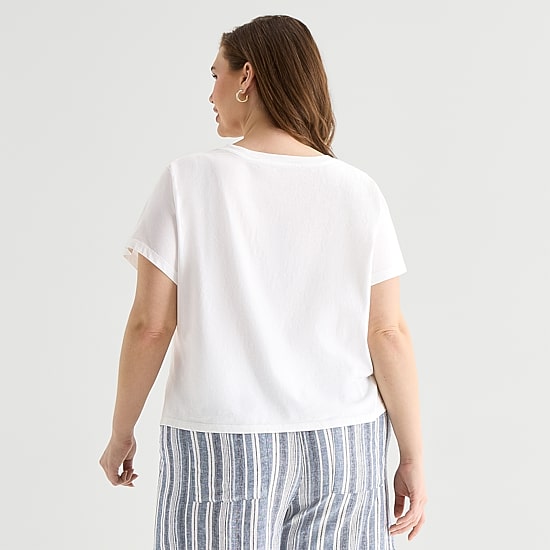 a.n.a Womens Plus Crew Neck Short Sleeve T-Shirt