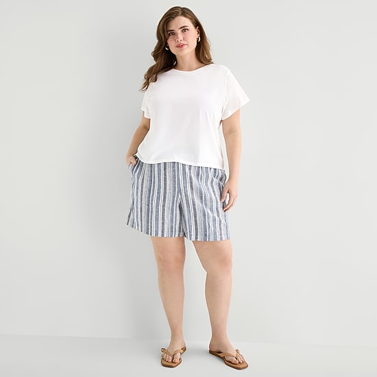 a.n.a Womens Plus Crew Neck Short Sleeve T-Shirt