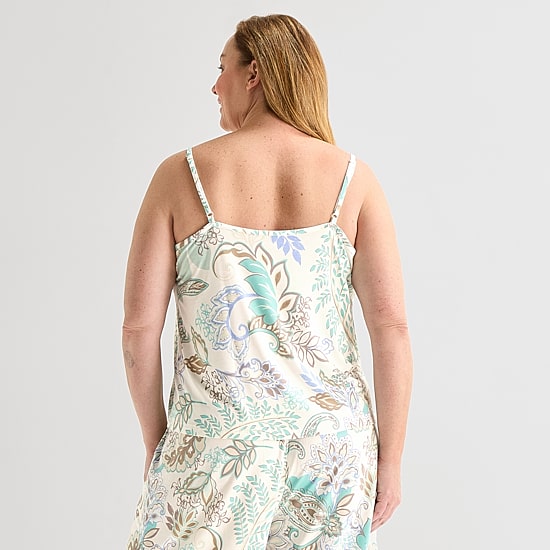 Liz Claiborne Cool and Calm Womens V Neck Sleeveless Plus Pajama Top