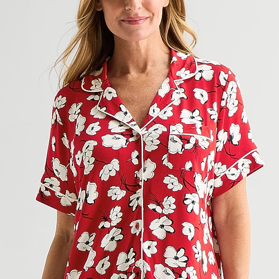 Liz Claiborne Cool and Calm Womens Short Sleeve Pajama Top