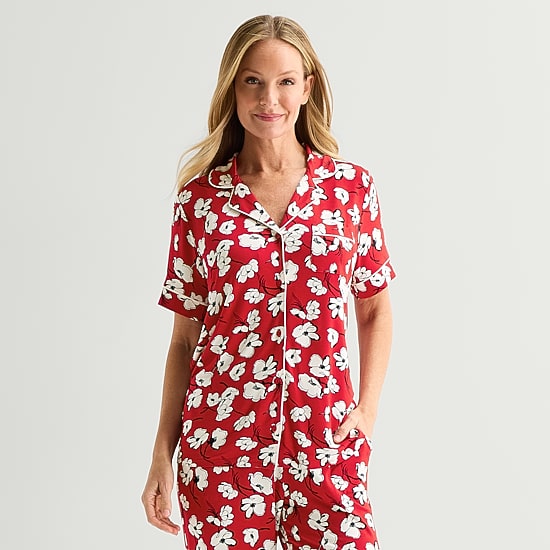 Liz Claiborne Cool and Calm Womens Short Sleeve Pajama Top