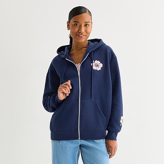 Forever 21 Womens Juniors Long Sleeve Zipper Hoodie