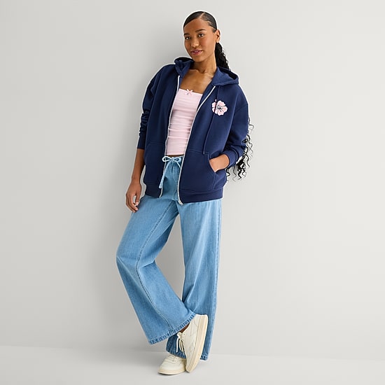 Forever 21 Womens Juniors Long Sleeve Zipper Hoodie