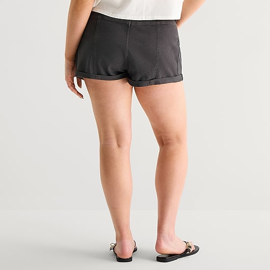 Arizona Womens 1 1/2" Low Rise Juniors Plus Chino Short
